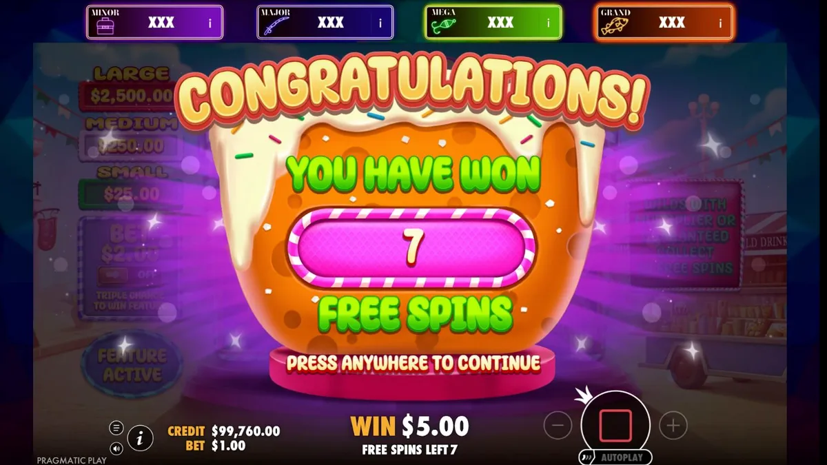 Interface colorida e vibrante do slot Candy Pop com símbolos de doces
